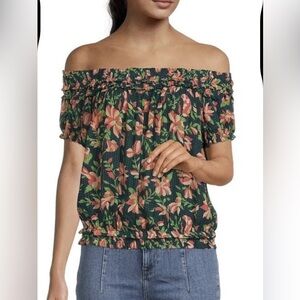 Free People Suki Floral Off the Shoulder Blouse XS